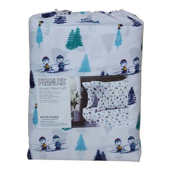 Peanuts Queen Sheet Set By Berkshire Holiday Trees Christmas Polyester - Picture 3 of 9